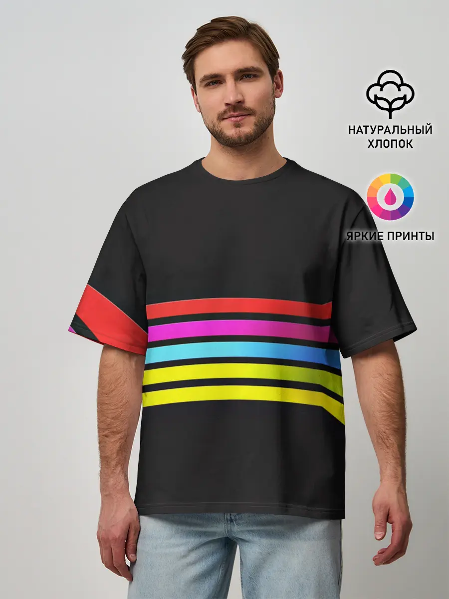 Мужская футболка оверсайз / NEON GEOMETRY