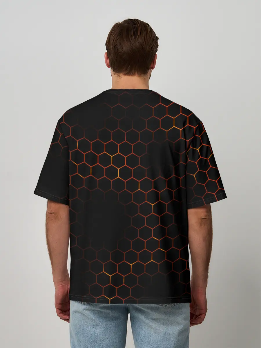 Мужская футболка оверсайз / ОГНЕННЫЕ СОТЫ | FIRE COMBS