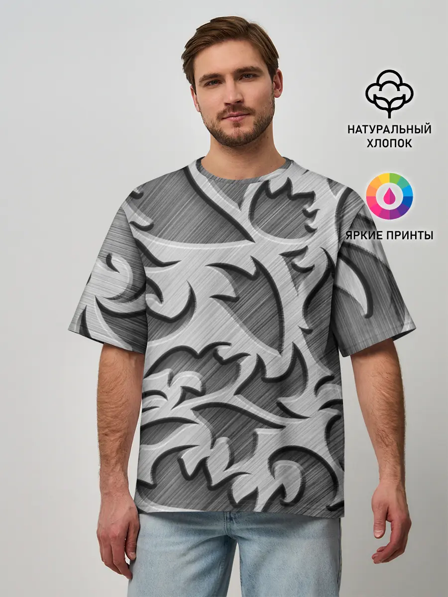 Мужская футболка оверсайз / Монохромный узор
