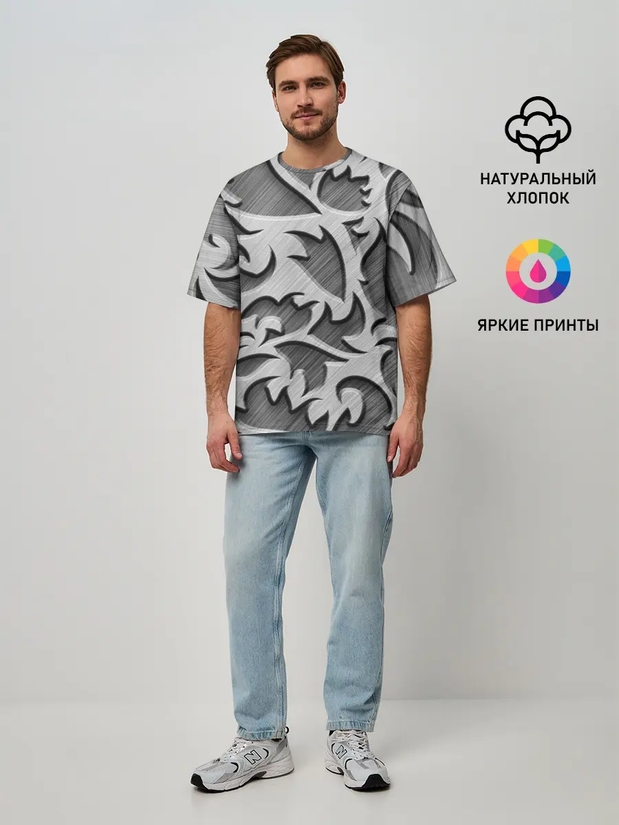 Мужская футболка оверсайз / Монохромный узор
