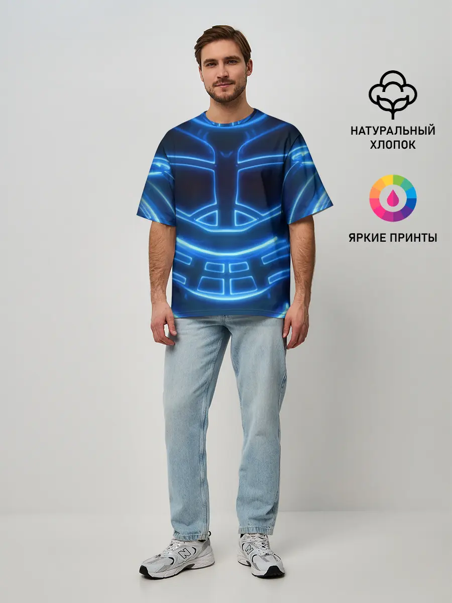 Мужская футболка оверсайз / Неоновая броня | Neon Armor