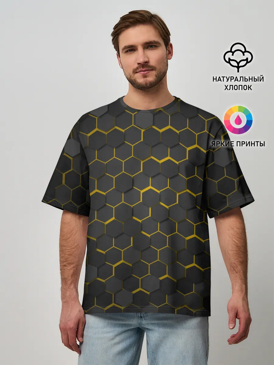 Мужская футболка оверсайз / OCTAGON желтый