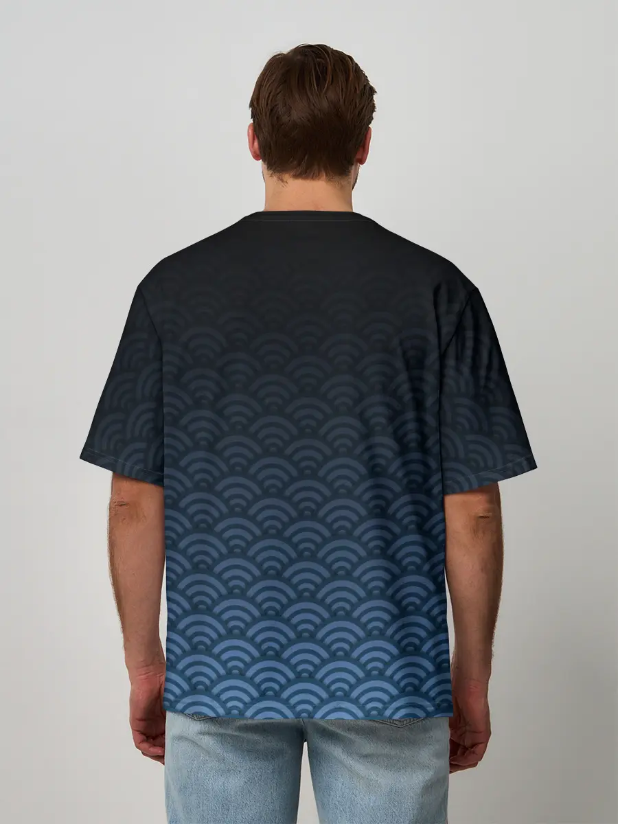 Мужская футболка оверсайз / Узор круги темный синий