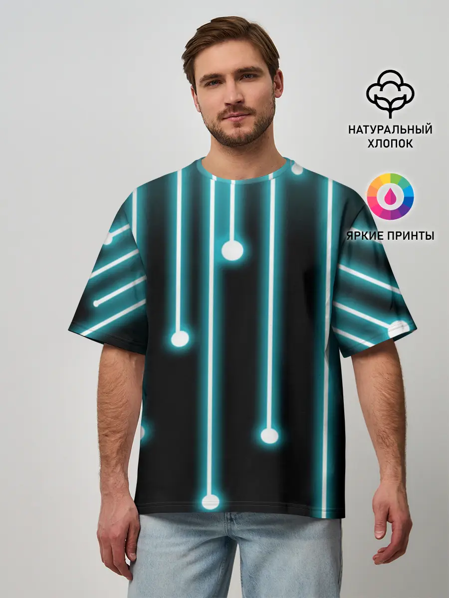 Мужская футболка оверсайз / Неон