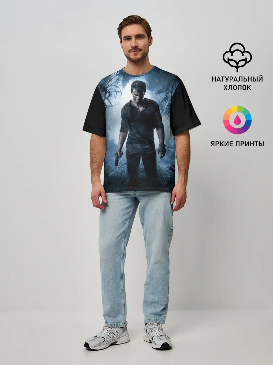 Мужская футболка оверсайз / Uncharted 4