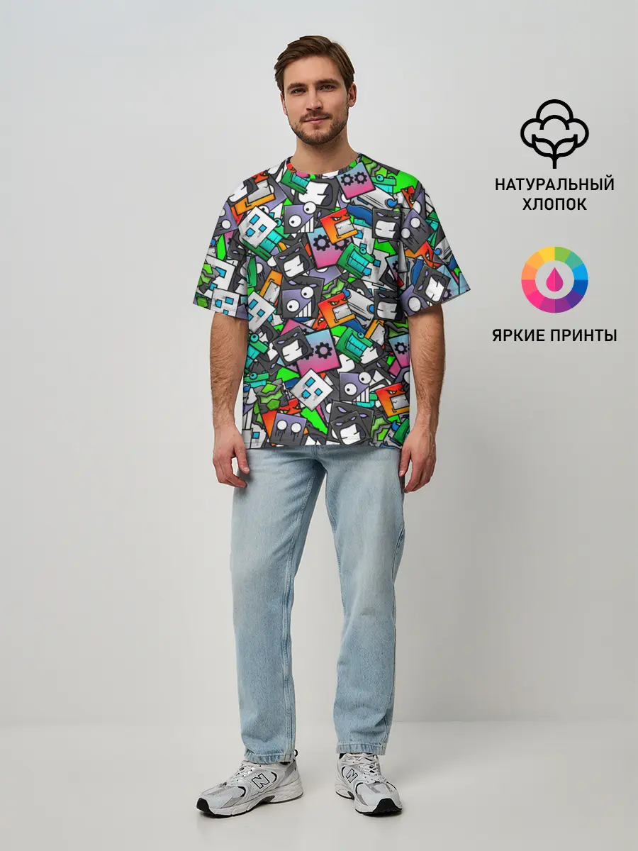 Мужская футболка оверсайз / Geometry Dash | Pattern