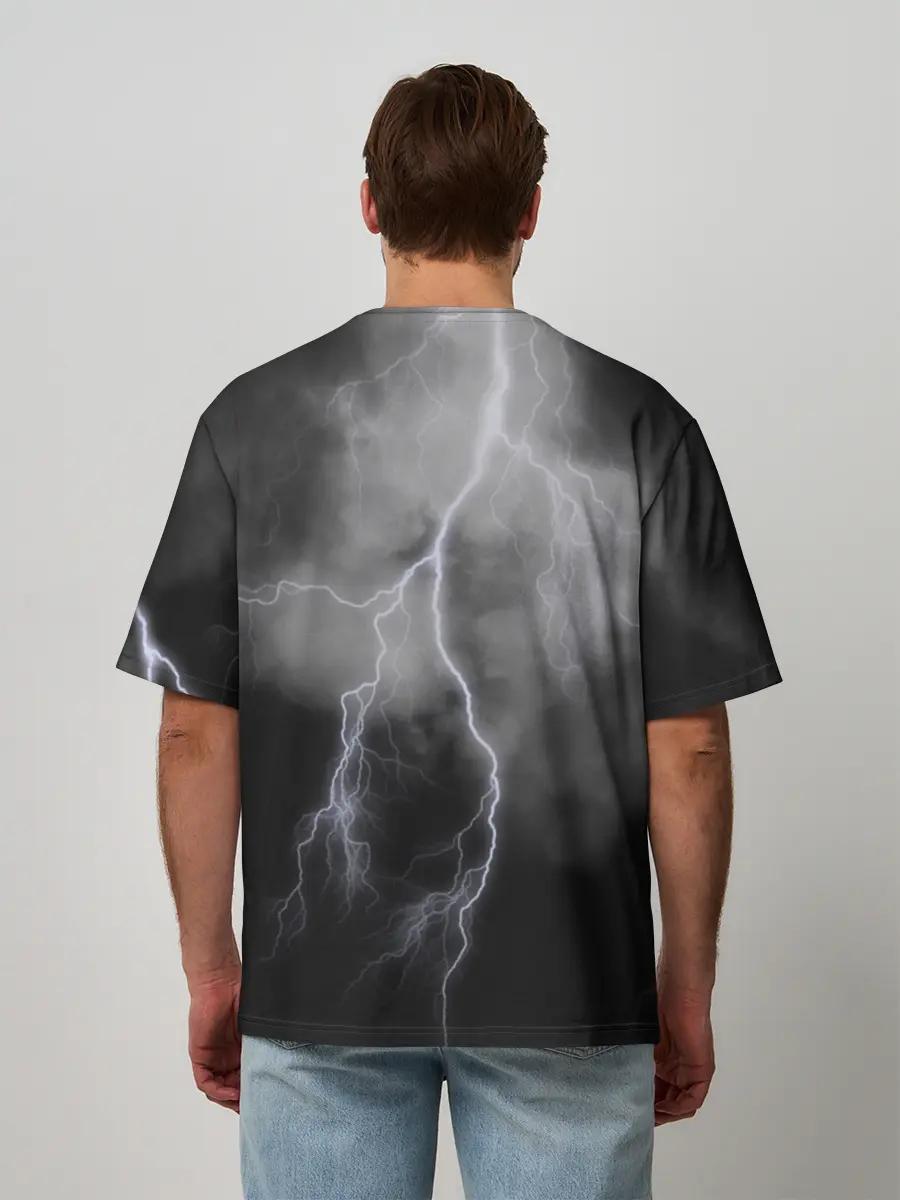 Мужская футболка оверсайз / гроза