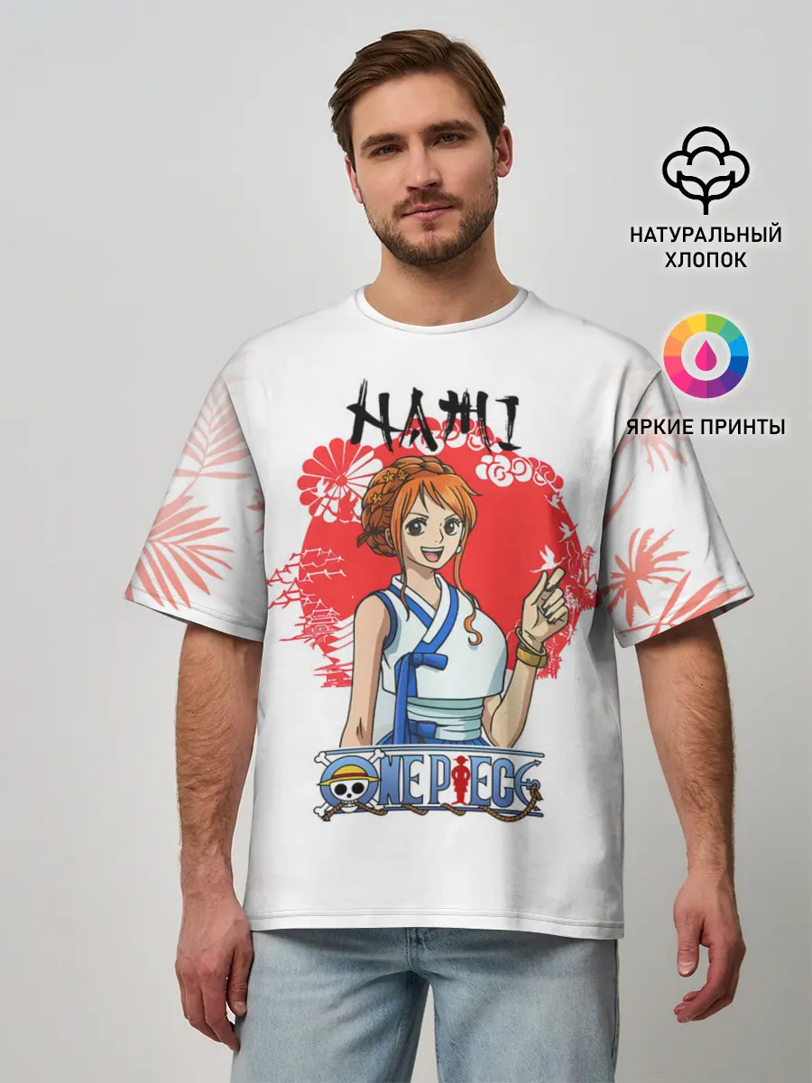 Мужская футболка оверсайз / Нами One Piece. Большой куш