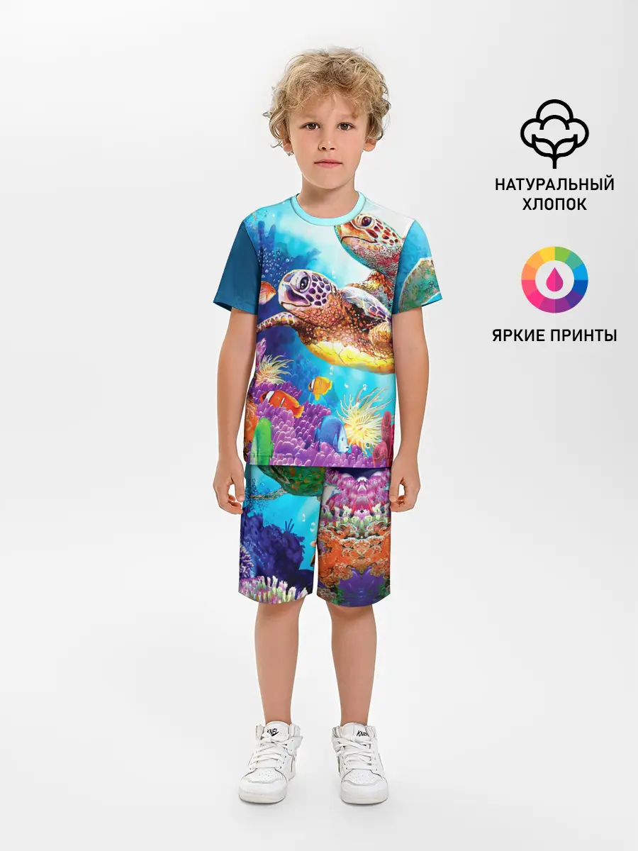 Детская пижама с шортами / Морские черепахи