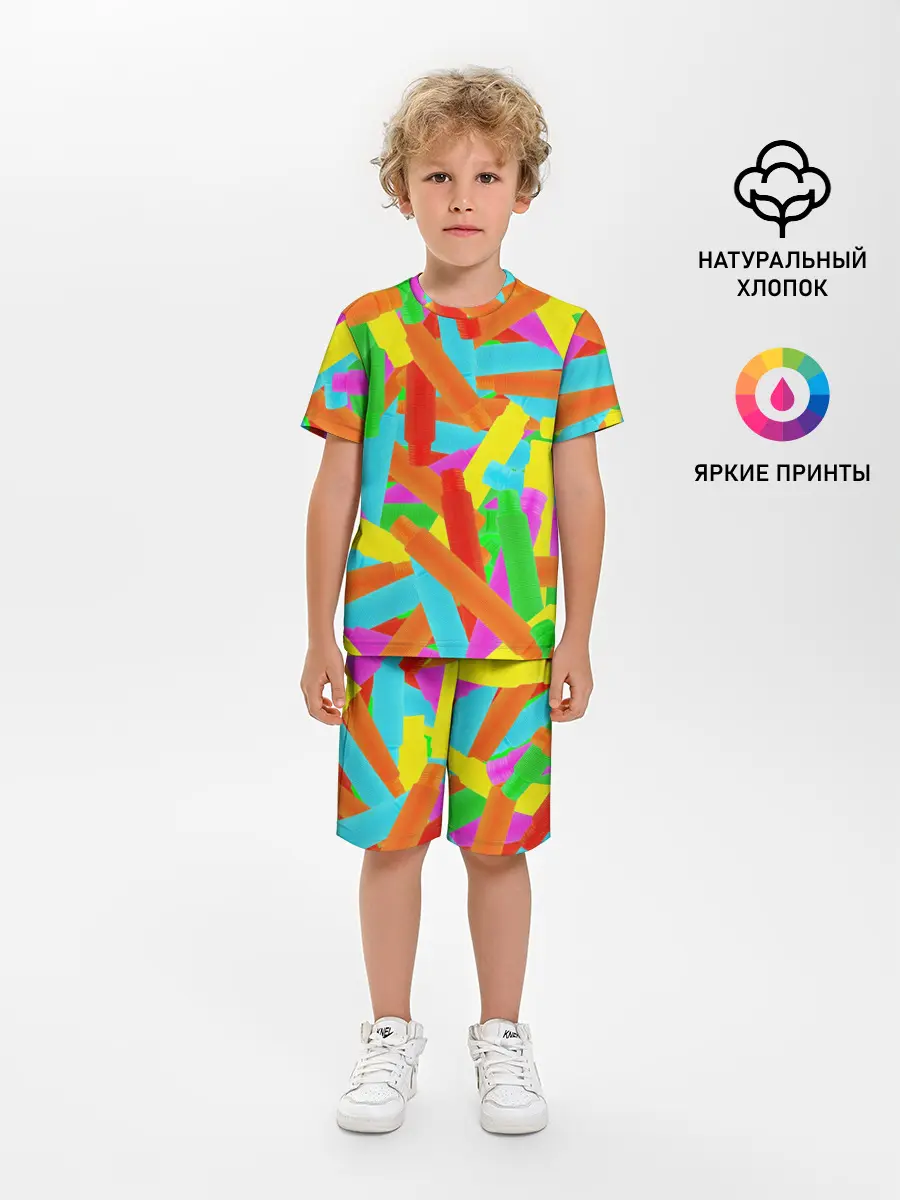 Детская пижама с шортами / Фон Цветные трубки Pop Tubes, Поп тубус