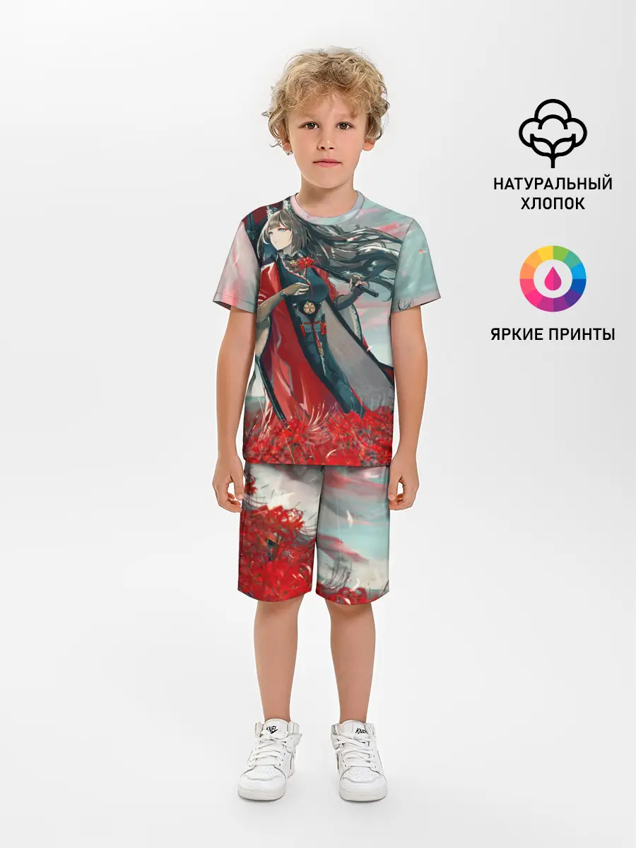Детская пижама с шортами / Azur Lane red flowers