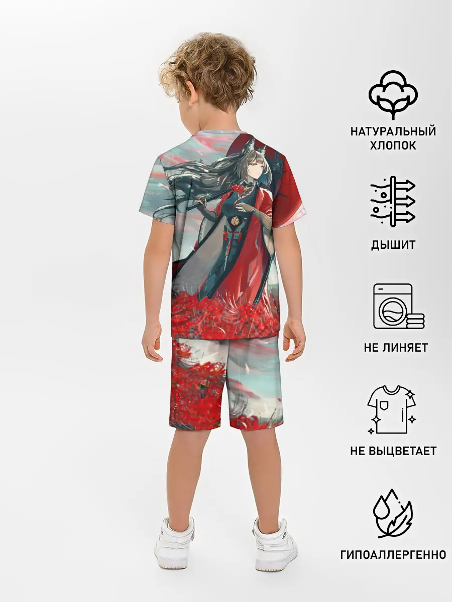 Детская пижама с шортами / Azur Lane red flowers