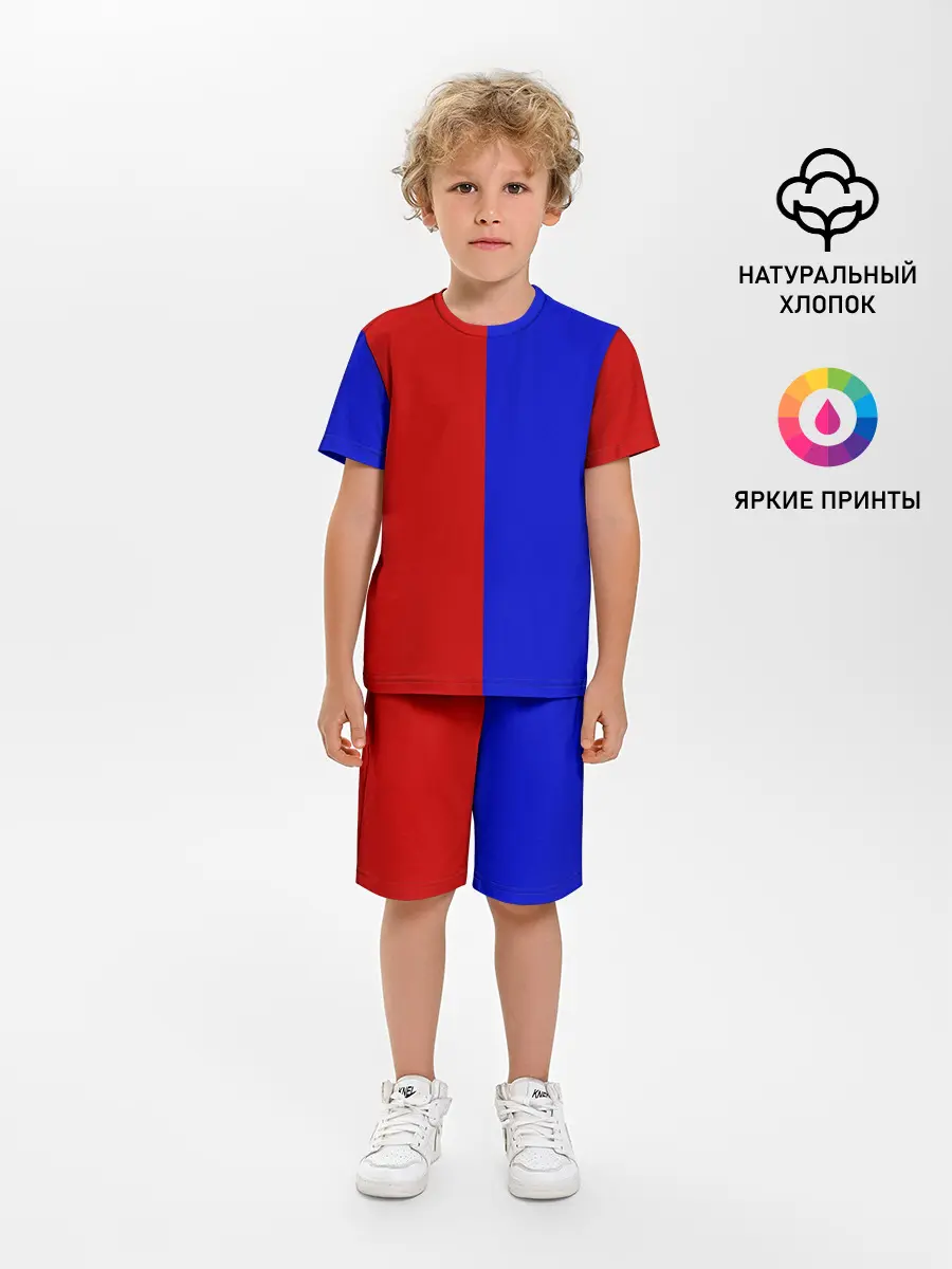 Детская пижама с шортами / Красно-синий