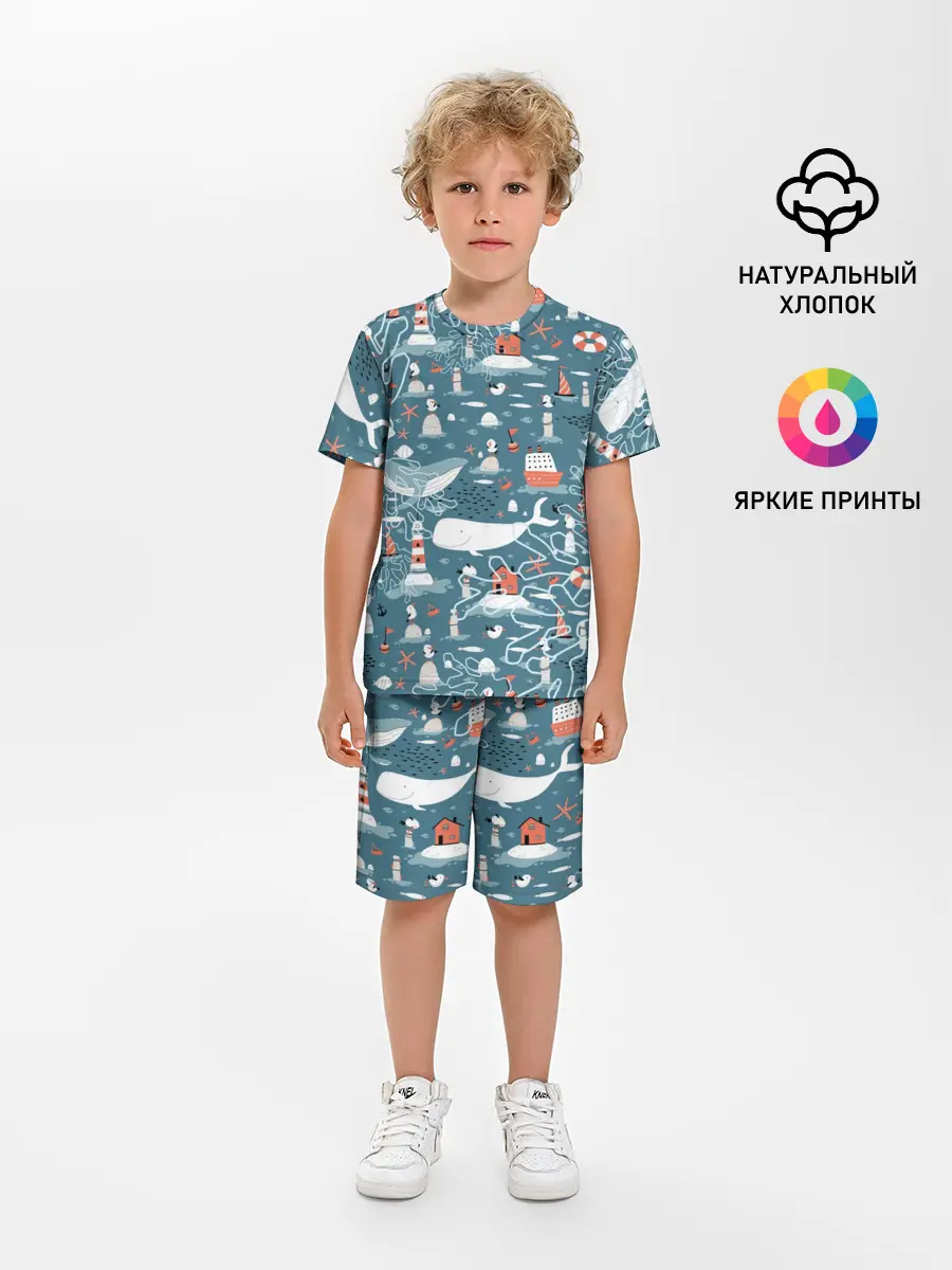 Детская пижама с шортами / Море и его жители