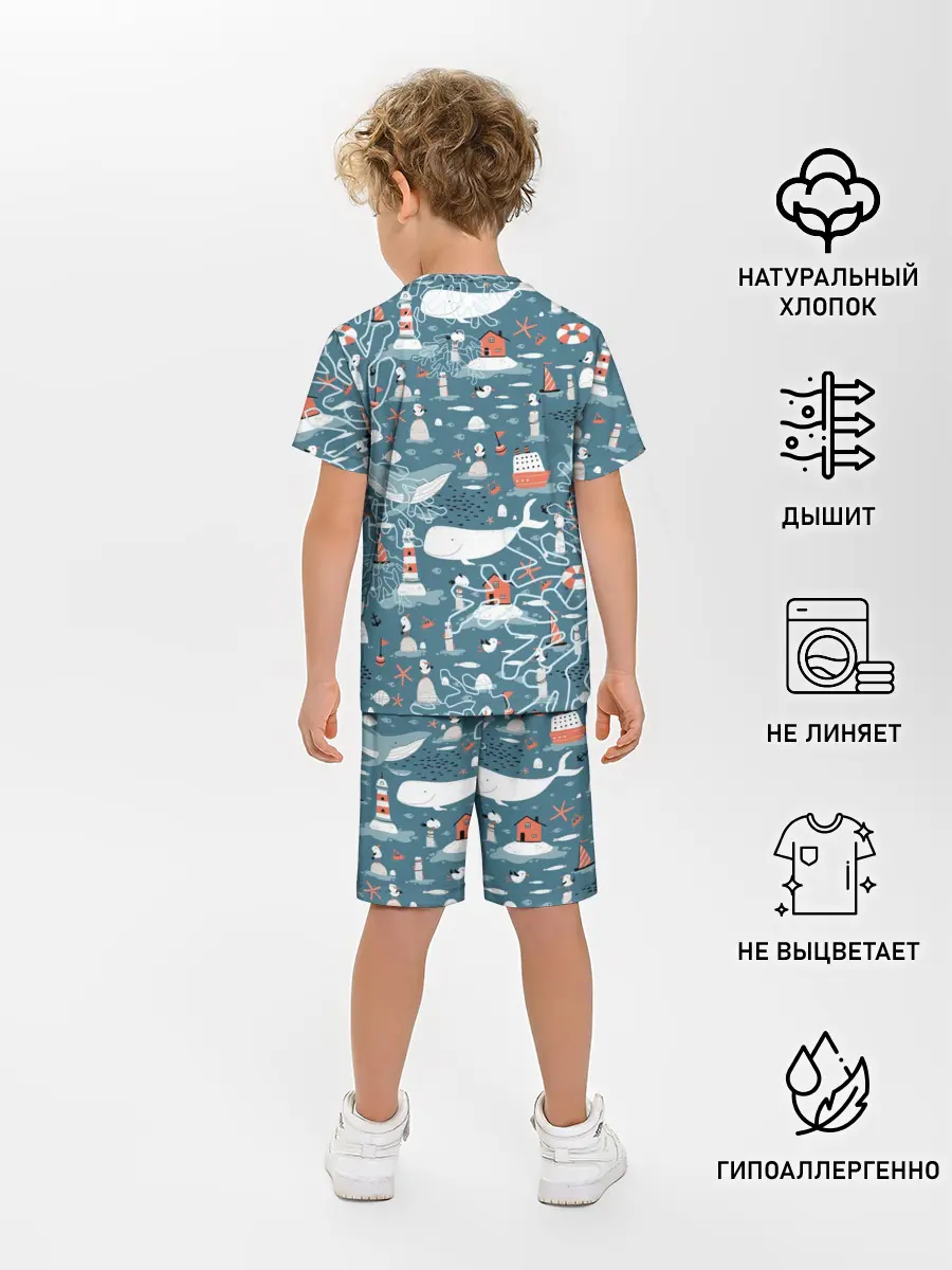 Детская пижама с шортами / Море и его жители