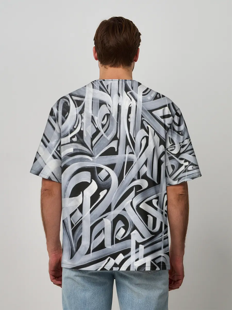 Мужская футболка оверсайз / Каллиграфия