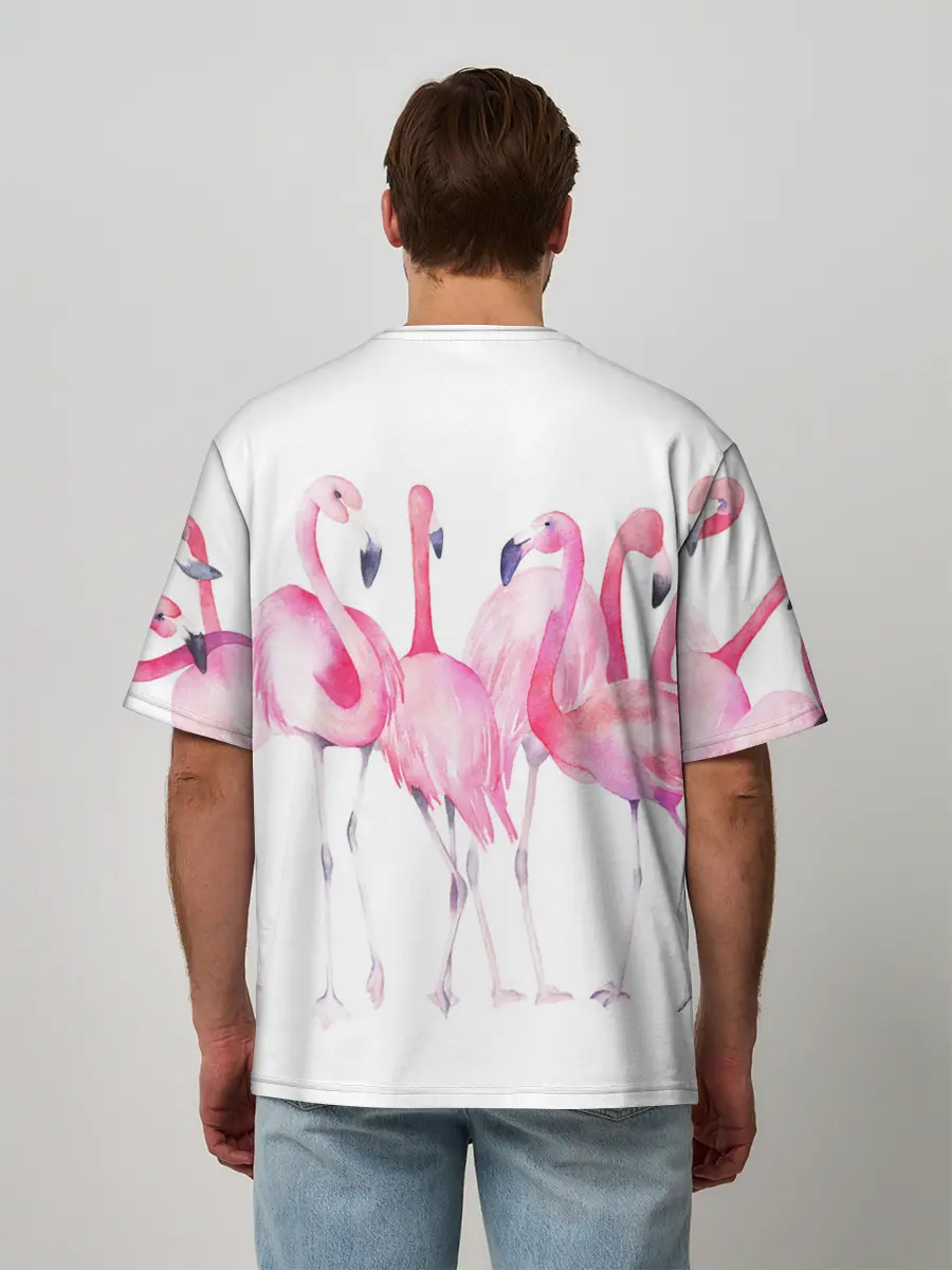 Мужская футболка оверсайз / Фламинго