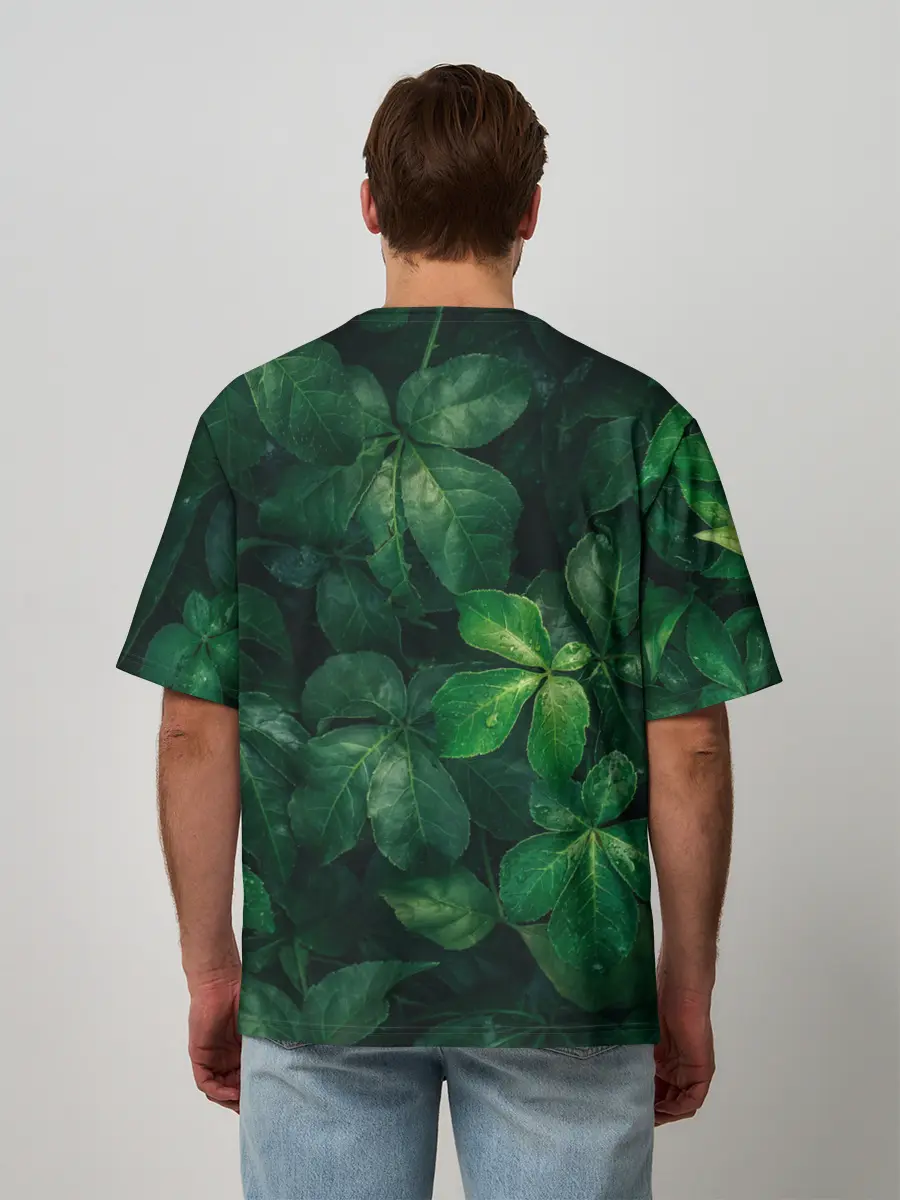 Мужская футболка оверсайз / Тропическая листва | Тропики