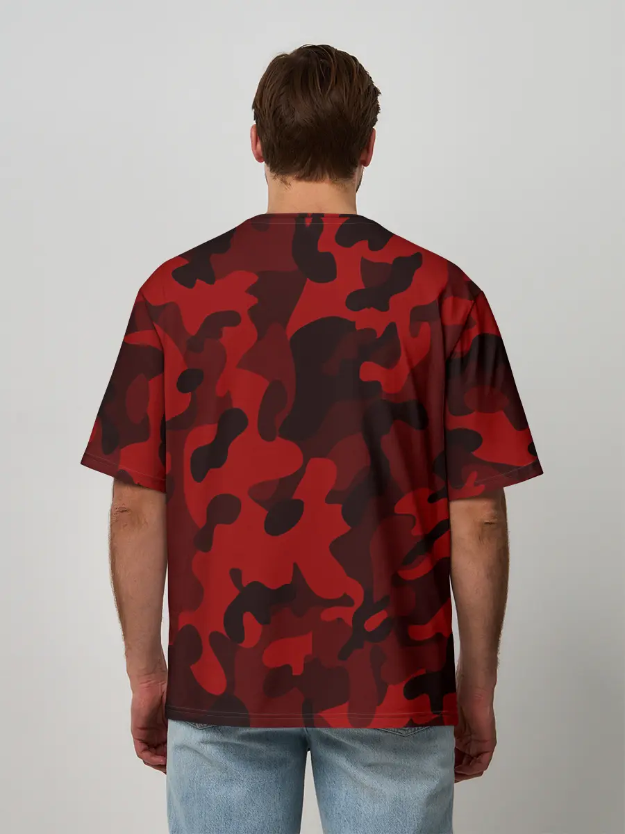 Мужская футболка оверсайз / RED MILITARY | КРАСНЫЙ КАМУФЛЯЖ