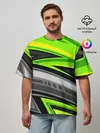 Мужская футболка оверсайз / Зеленые линии