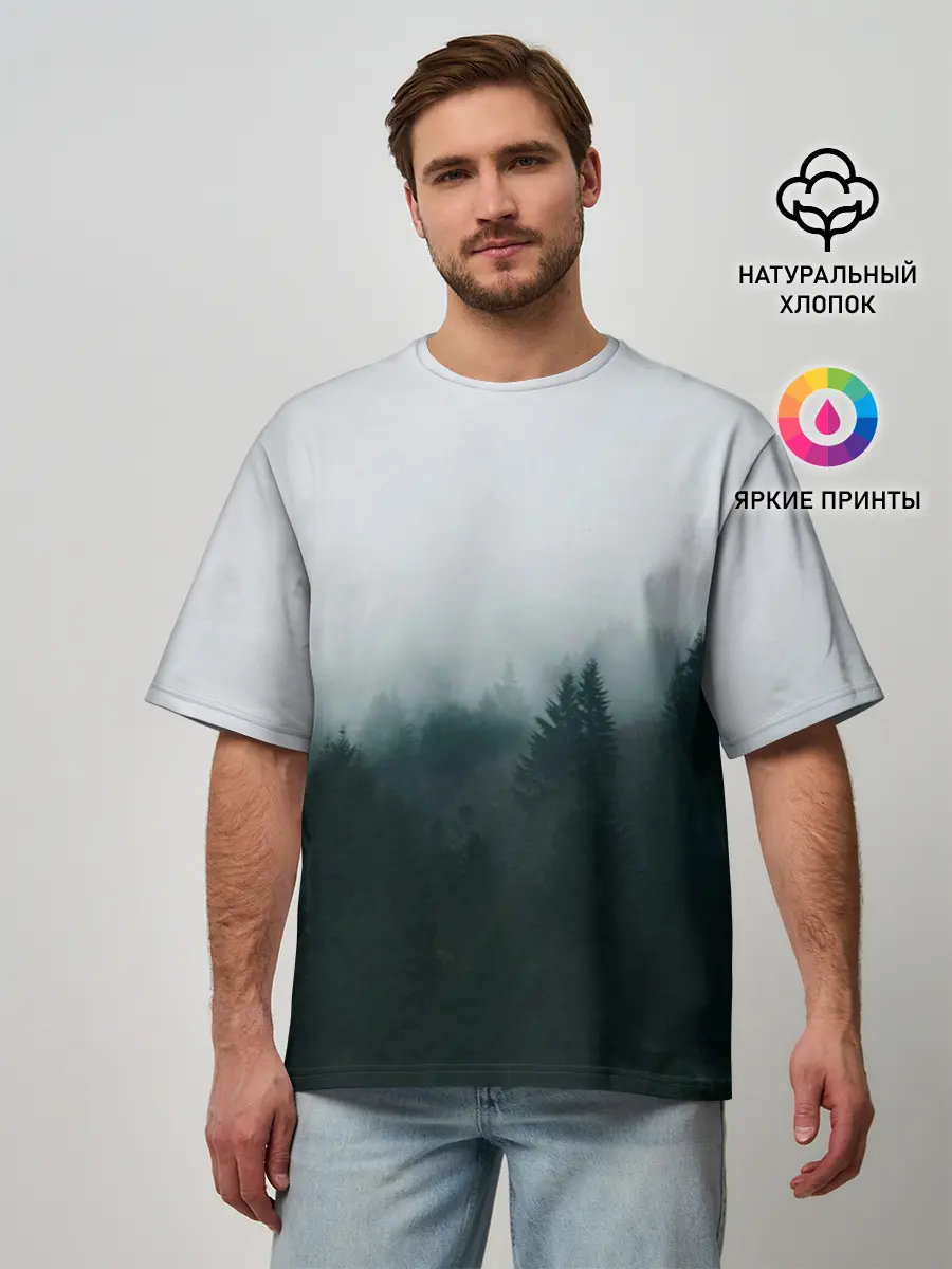 Мужская футболка оверсайз / Лес