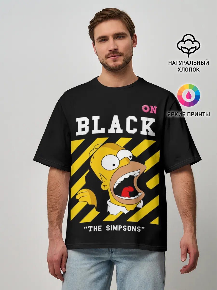 Мужская футболка оверсайз / Симпсоны х ON BLACK