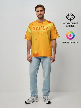 Мужская футболка оверсайз / Медовая волна | Honey wave
