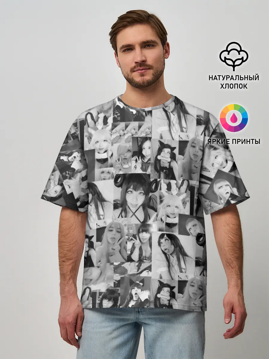 Мужская футболка оверсайз / REAL AHEGAO - фото Ахегао