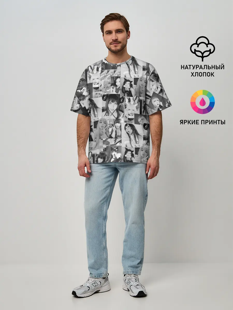 Мужская футболка оверсайз / REAL AHEGAO - фото Ахегао