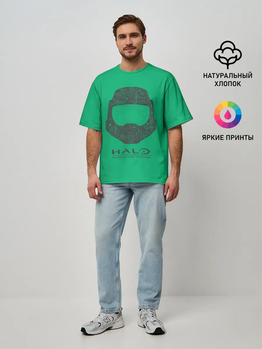 Мужская футболка оверсайз / Хэйло грин