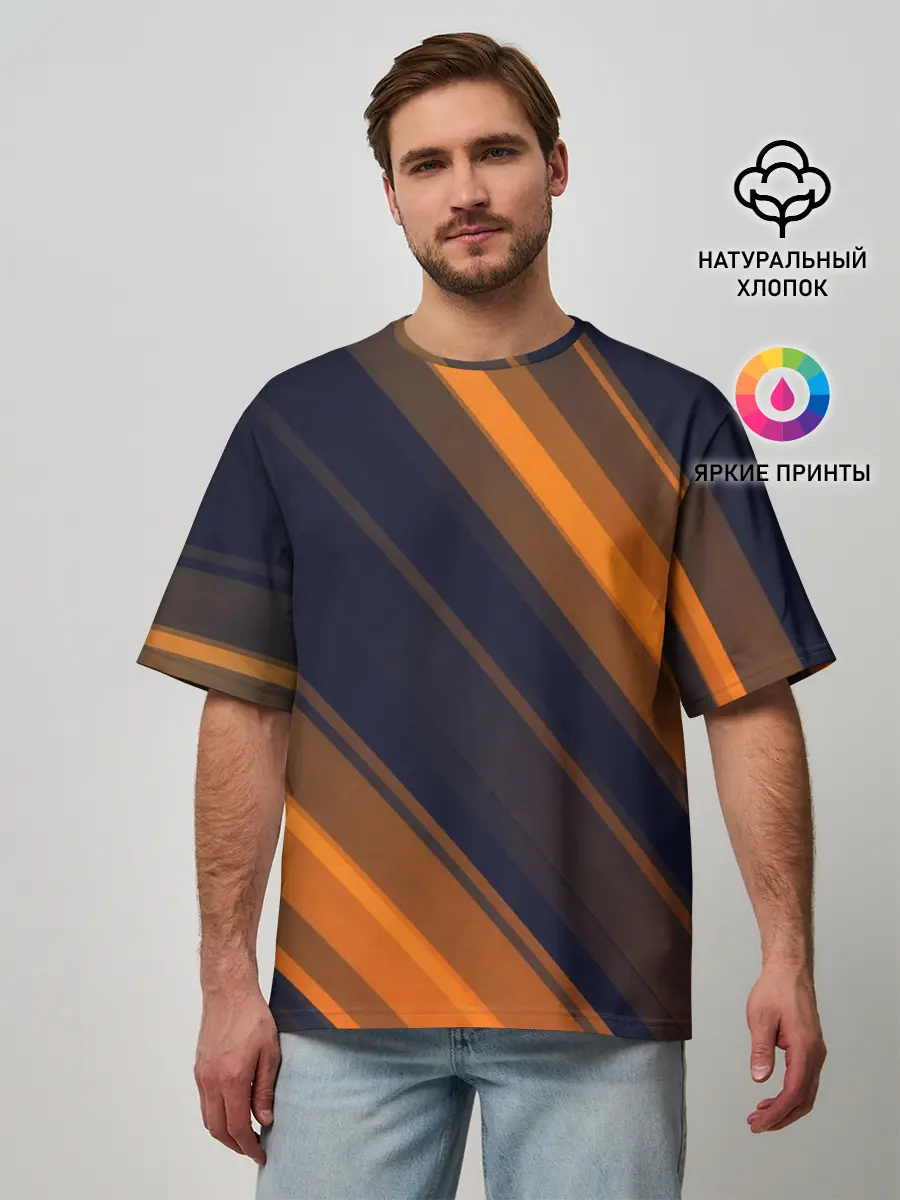 Мужская футболка оверсайз / ORANGE Black