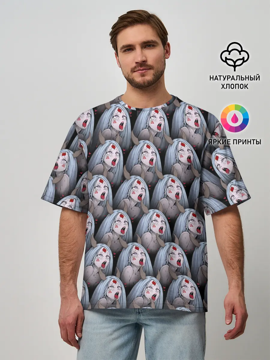 Мужская футболка оверсайз / Kaguya Ahegao