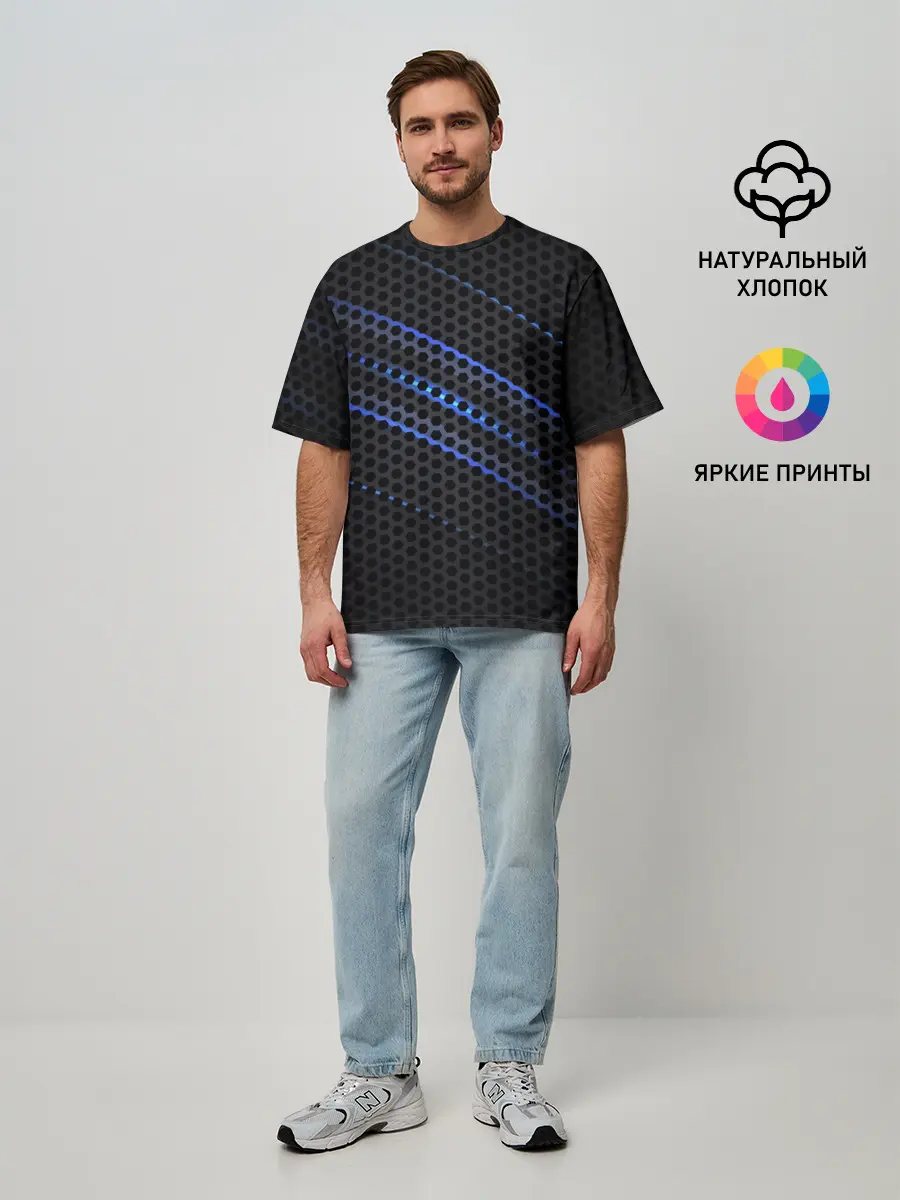 Мужская футболка оверсайз / СТАЛЬНАЯ СЕТКА НЕОН | STEEL MESH NEON