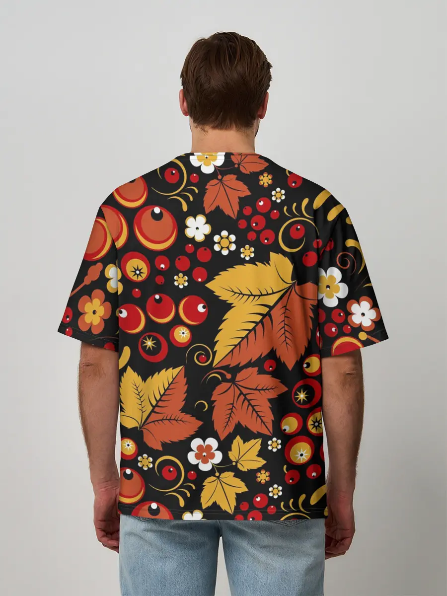 Мужская футболка оверсайз / ХОХЛОМА