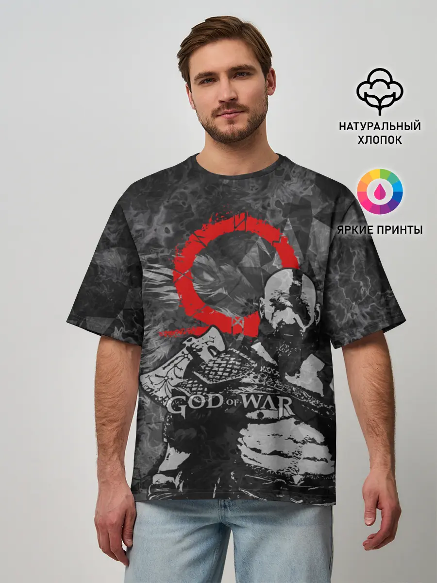Мужская футболка оверсайз / GOD OF WAR : KRATOS