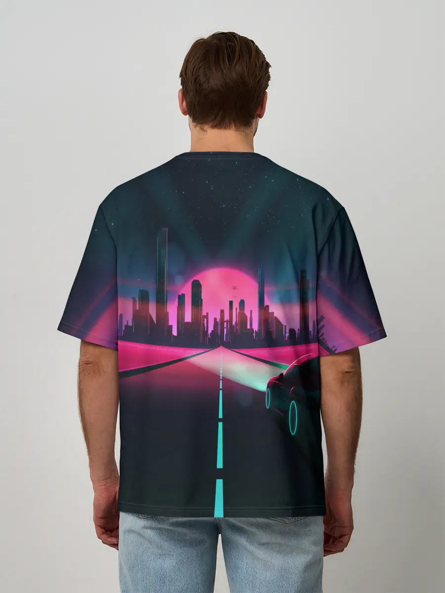 Мужская футболка оверсайз / НЕОНОВЫЙ ГОРОД