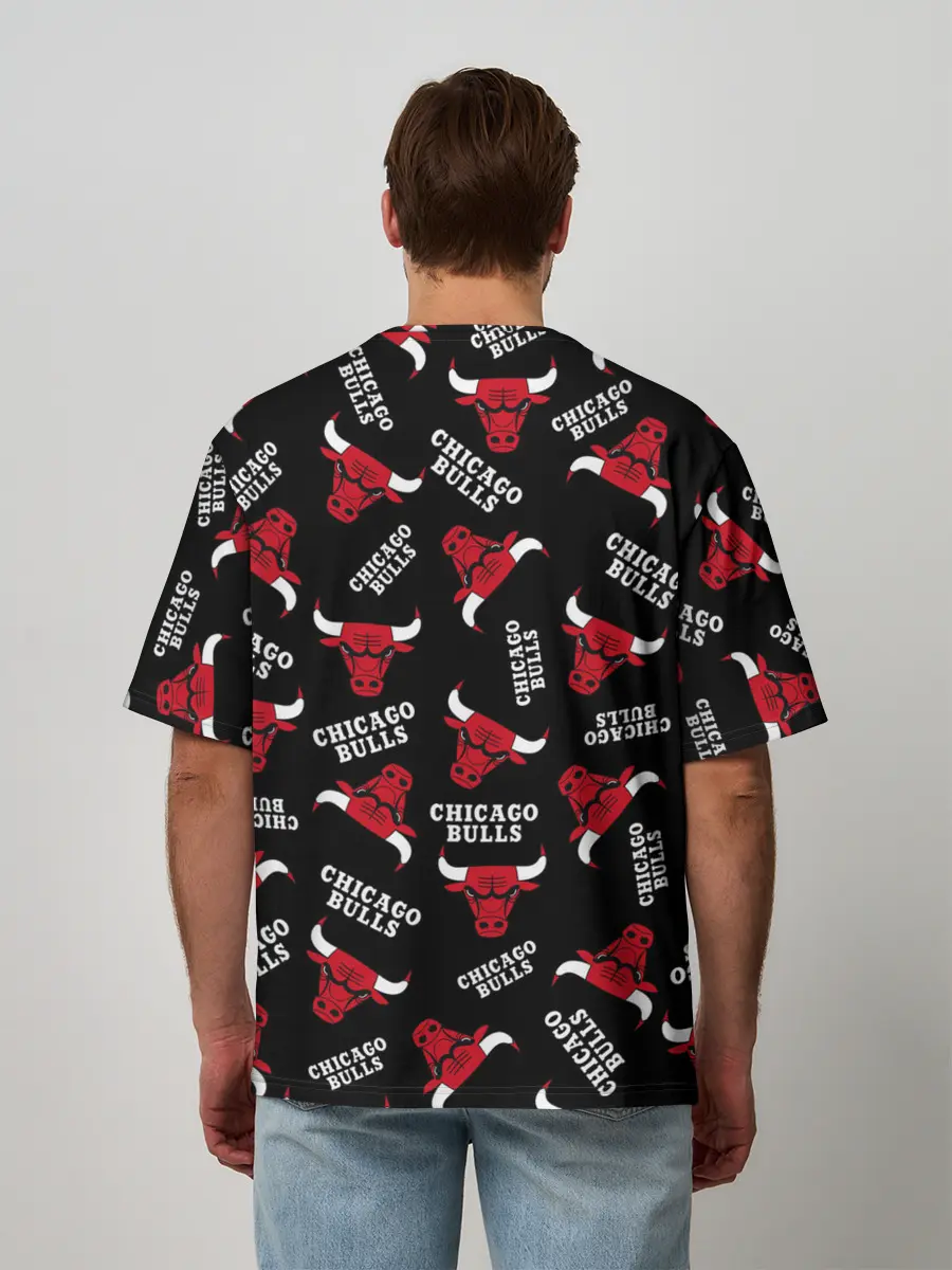 Мужская футболка оверсайз / CHICAGO BULLS БЫКИ УЗОР