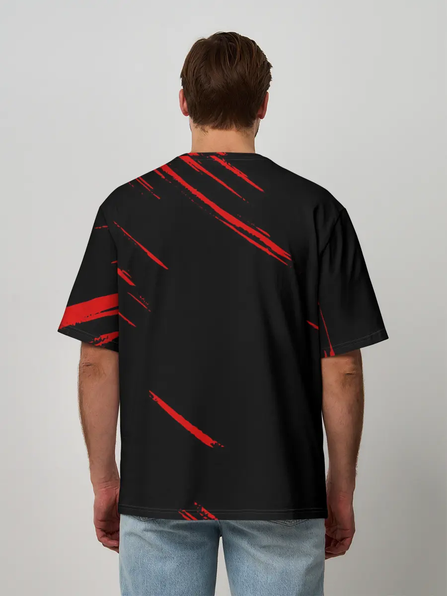 Мужская футболка оверсайз / Юмико Такаги в черном Hellsing