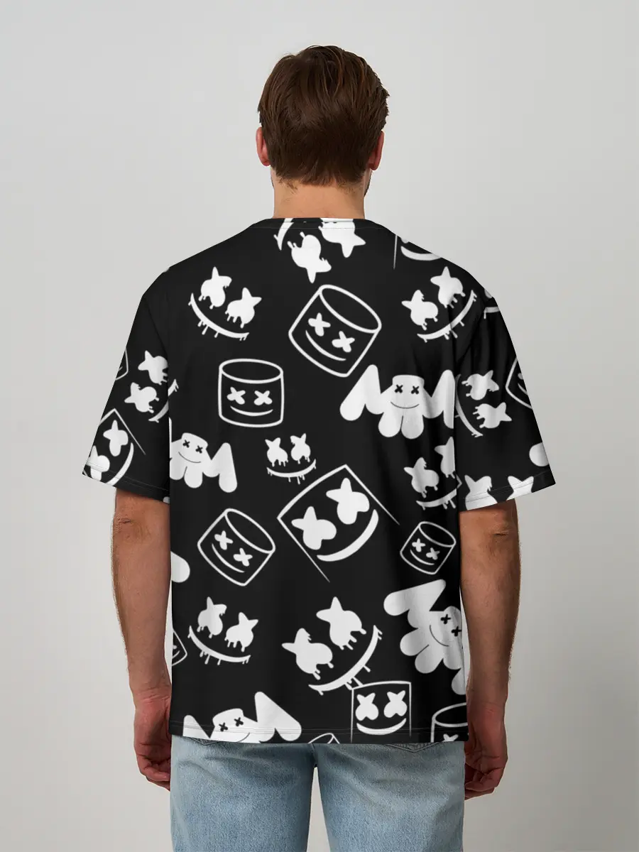 Мужская футболка оверсайз / Marshmello ЧБ