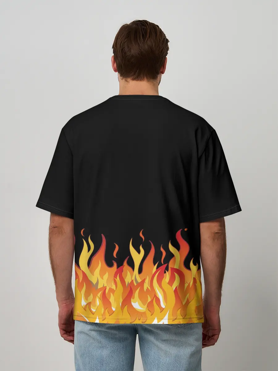 Мужская футболка оверсайз / ОГОНЬ И НИЧЕГО ЛИШНЕГО