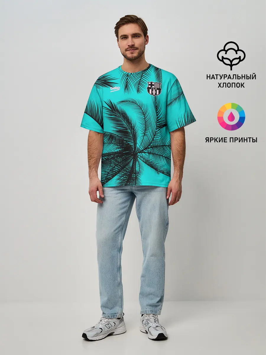 Мужская футболка оверсайз / FC Barcelona | Pre-Match