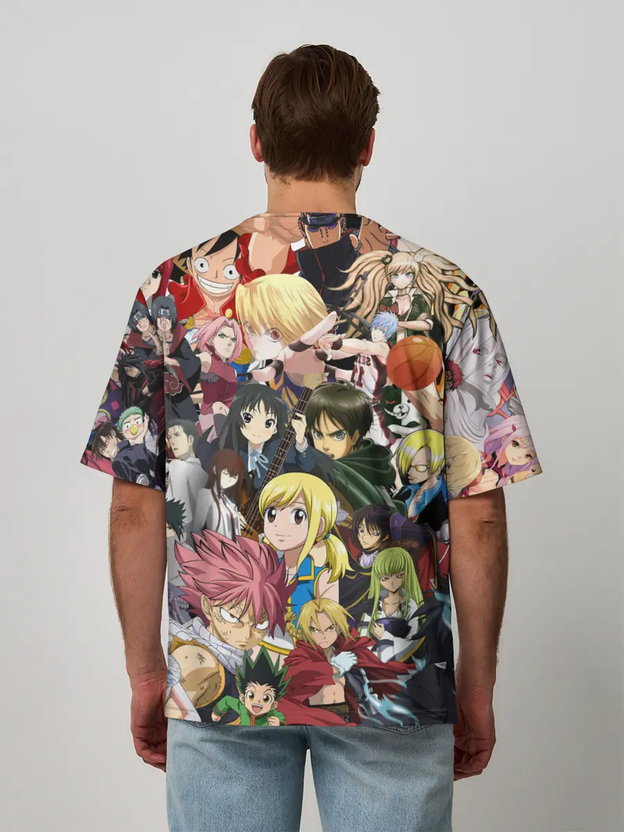 Мужская футболка оверсайз / Аниме коллаж