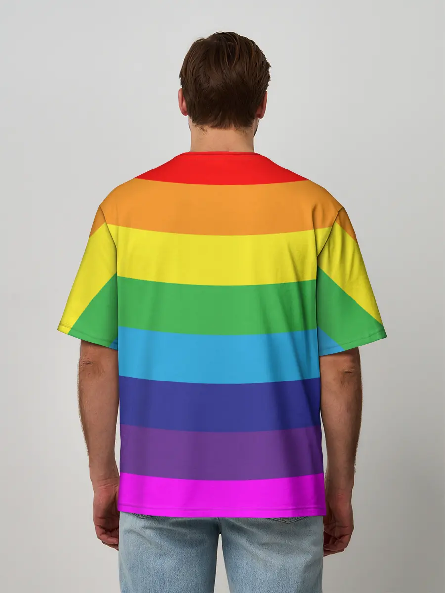 Мужская футболка оверсайз / ЦВЕТНЫЕ ЛИНИИ