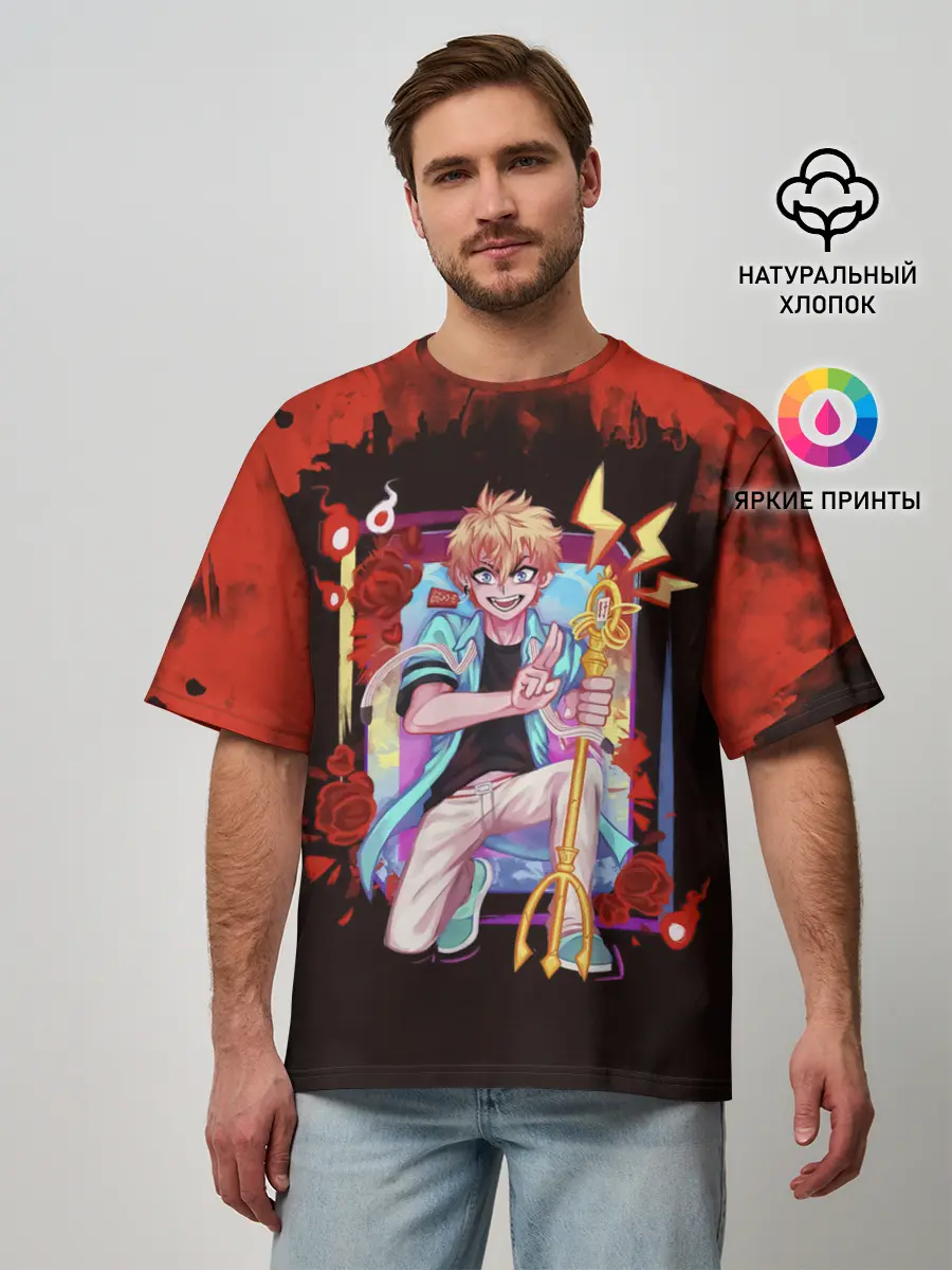 Мужская футболка оверсайз / Ко Минамото | Туалетный мальчик Ханако-кун