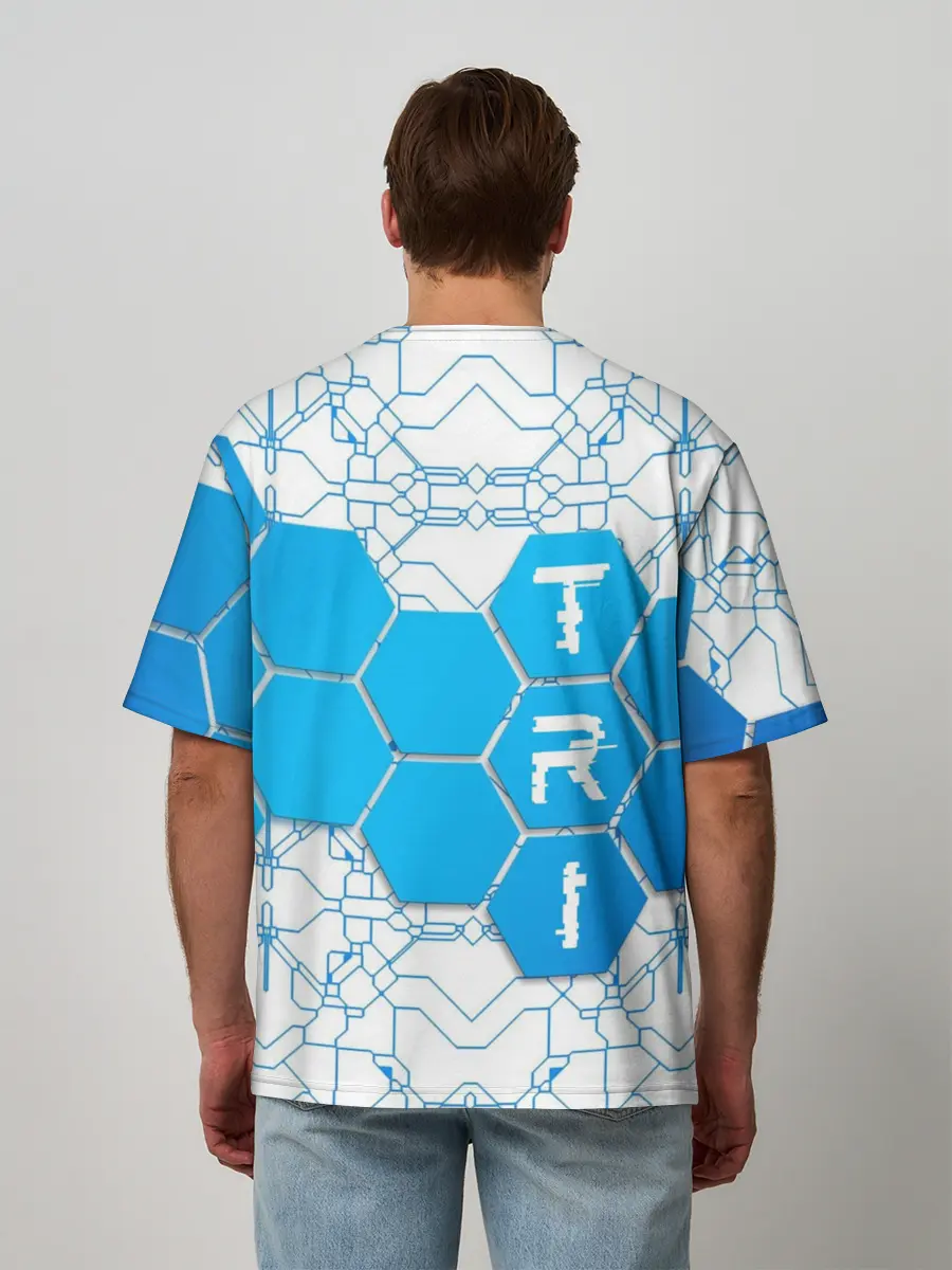 Мужская футболка оверсайз / Плыви, Крути, Беги