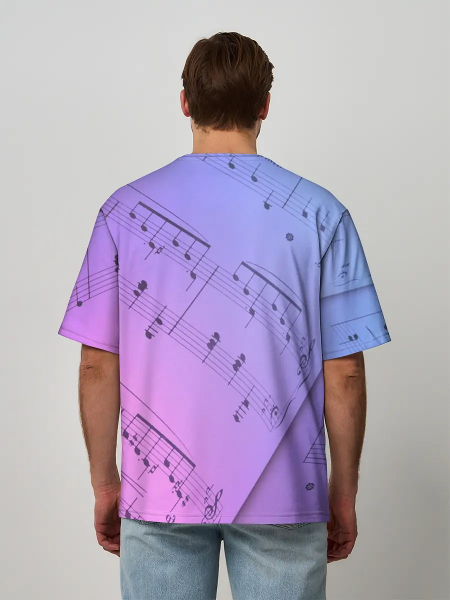 Мужская футболка оверсайз / Ноты