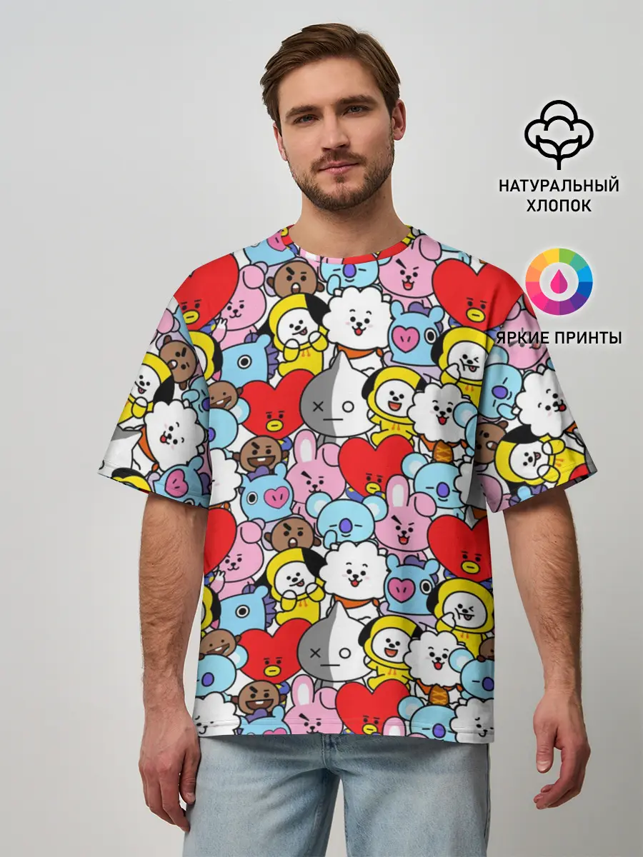 Мужская футболка оверсайз / BT21 / BTS