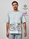 Мужская футболка оверсайз / акварельный велосипед