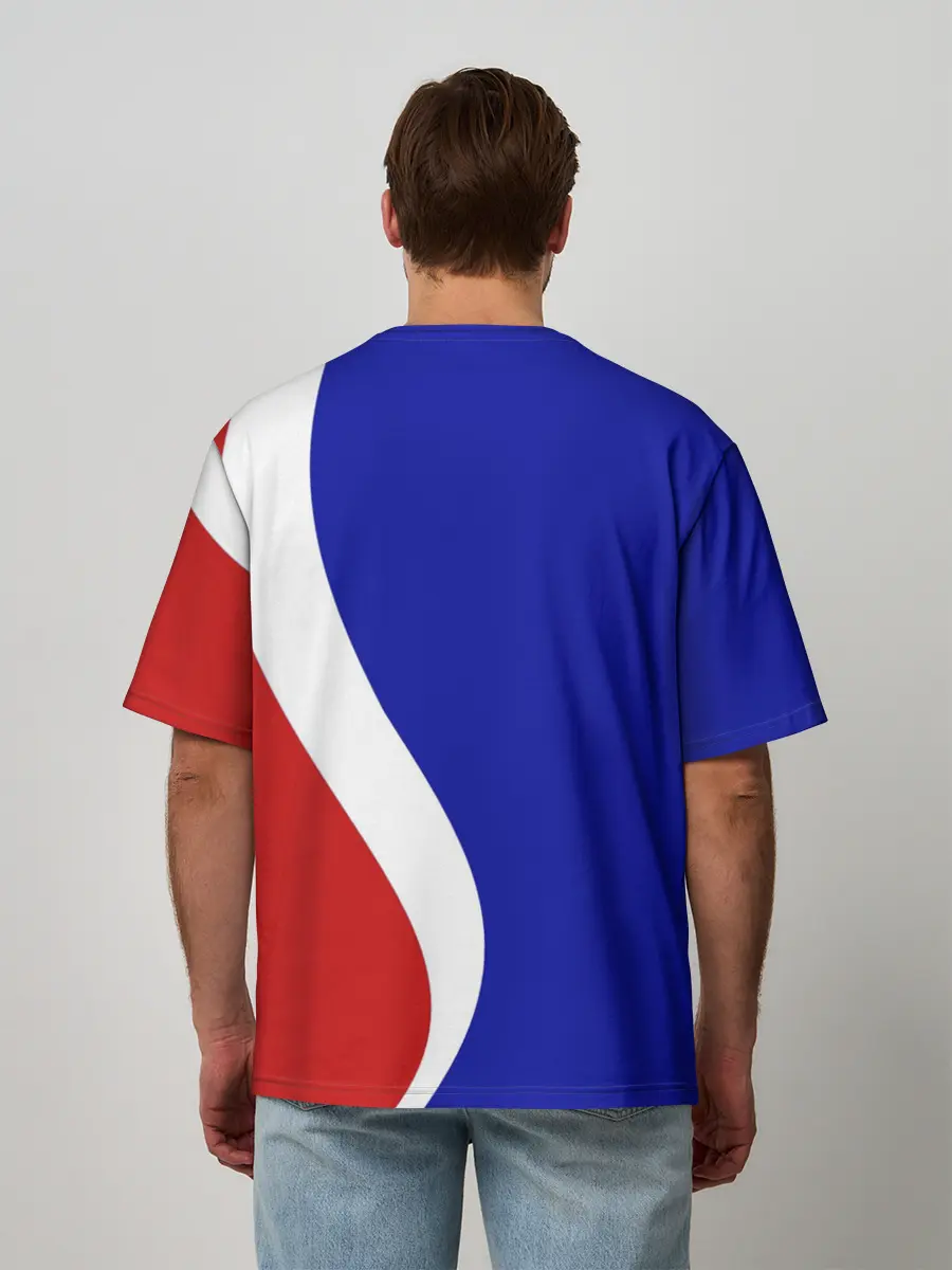 Мужская футболка оверсайз / Герб РФ Триколор