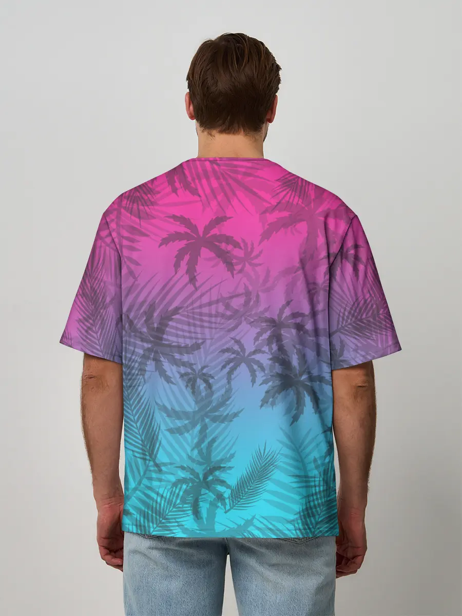 Мужская футболка оверсайз / РЕТРО ПАЛЬМЫ